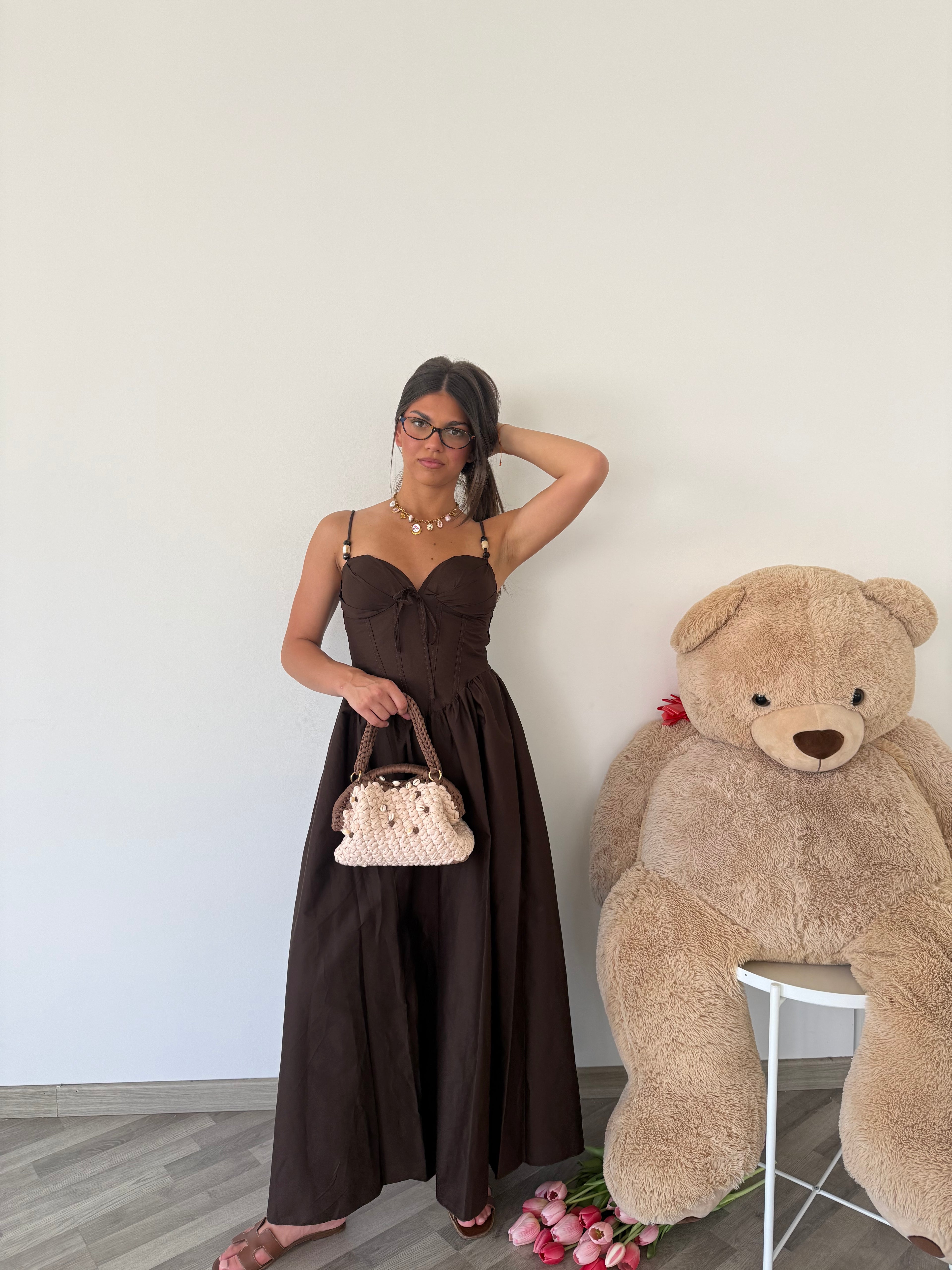 Abito margherita marrone