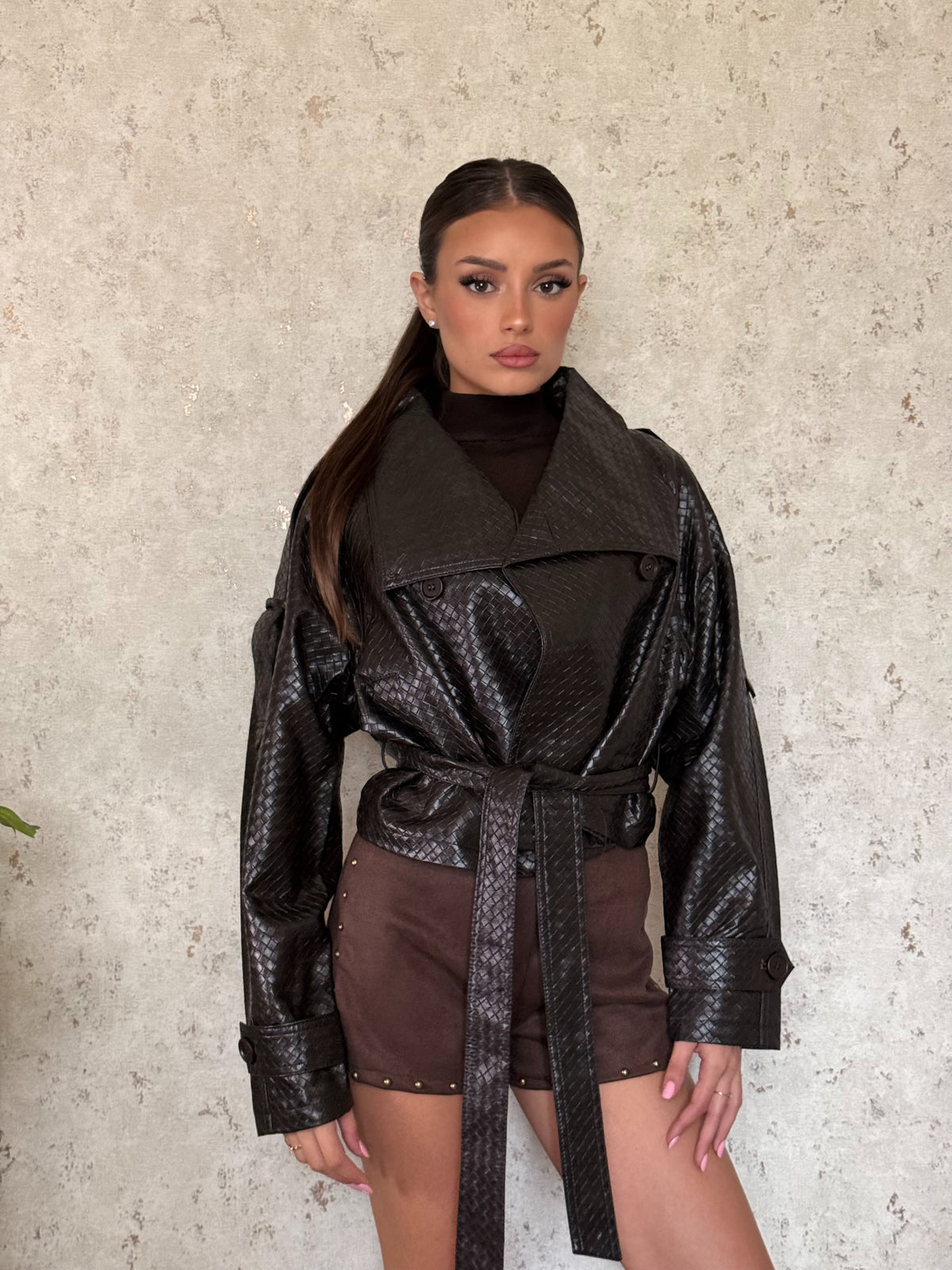 Mini trench bottega eco-pelle brown