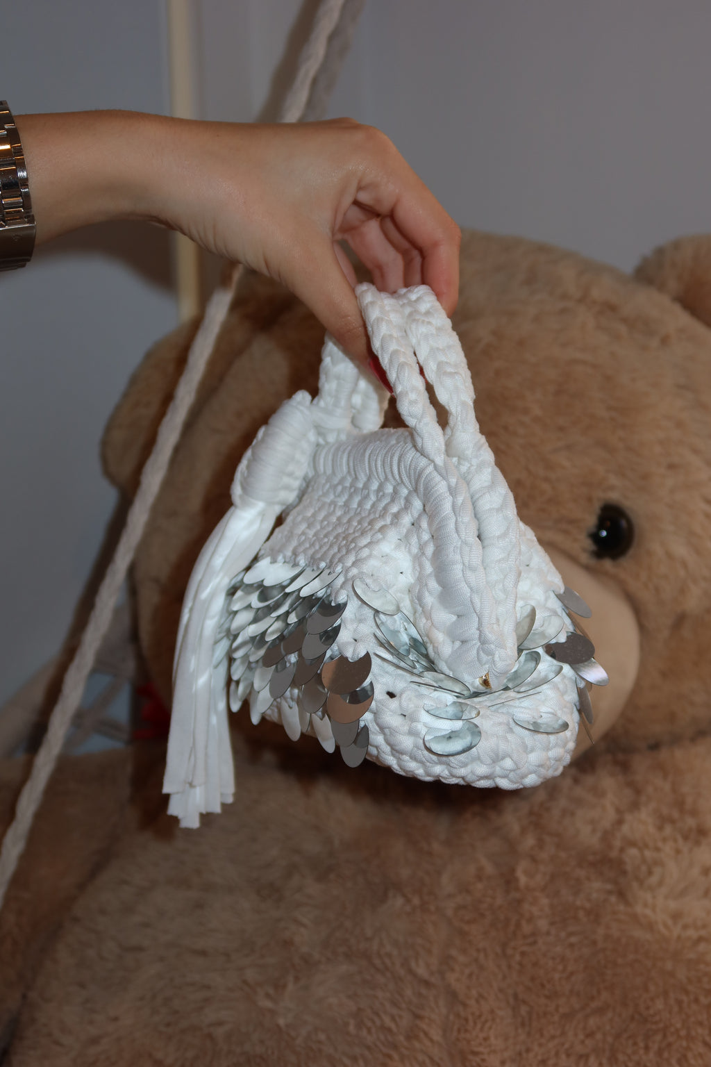 Borsa crochet mini con paillette