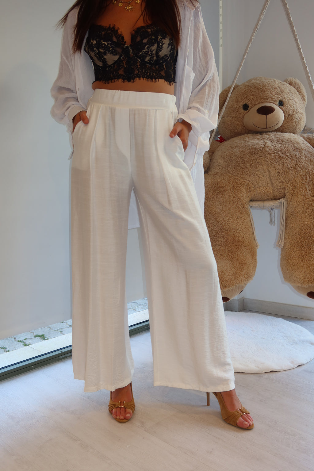Pantalone lino bianco