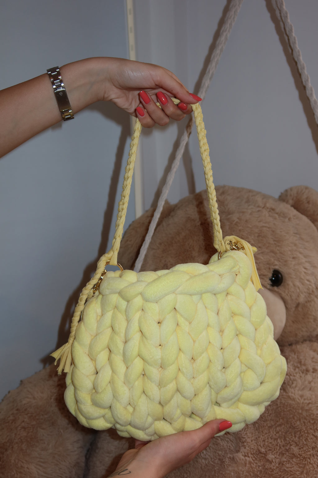 Borsa crochet gialla big