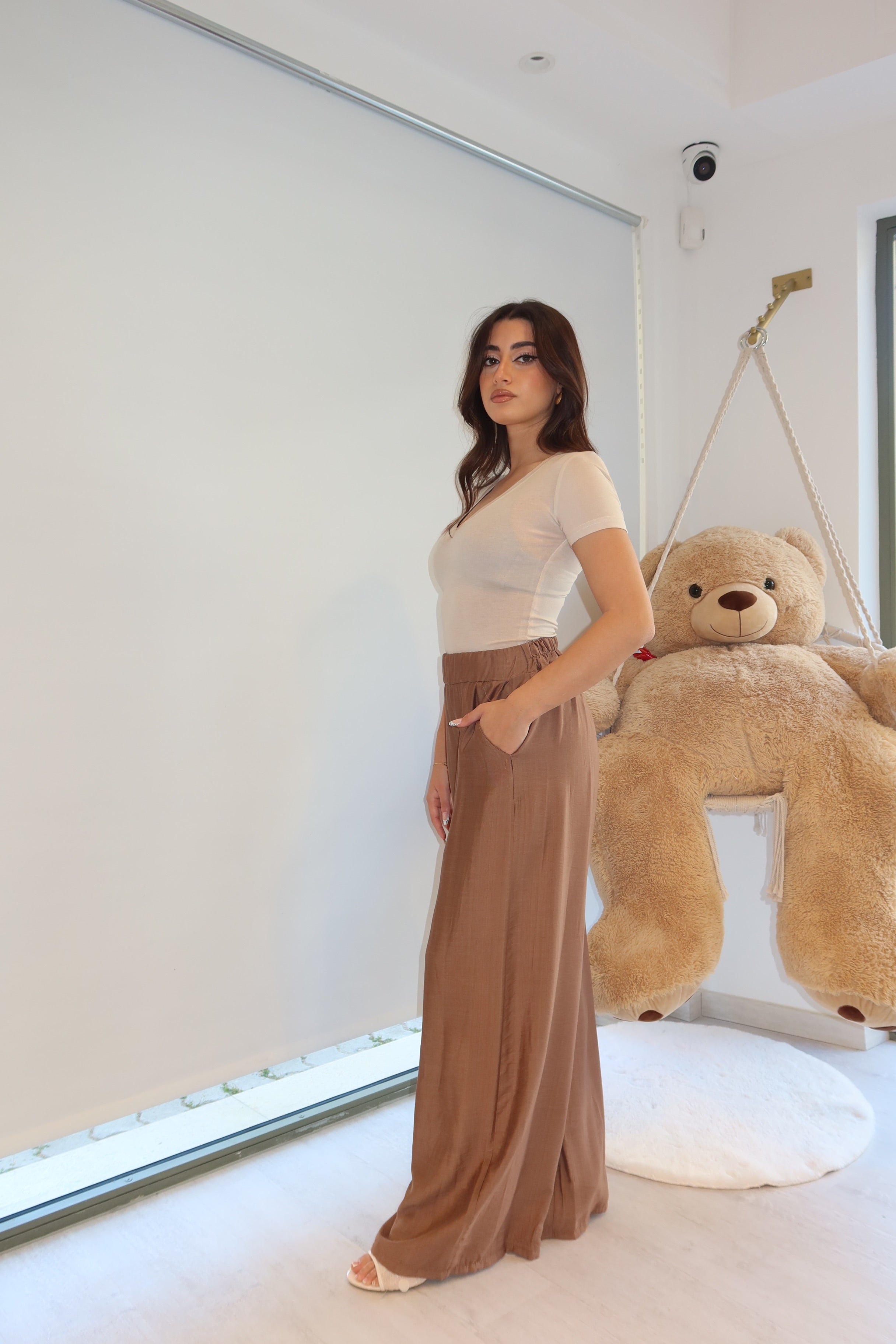 Pantalone lino nocciola