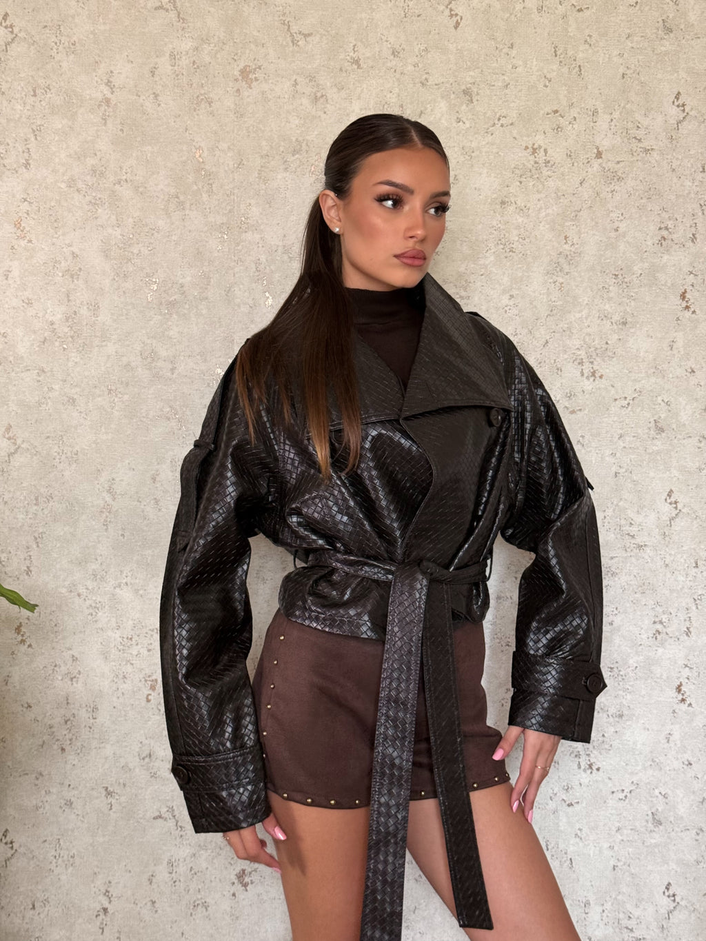 Mini trench bottega eco-pelle brown
