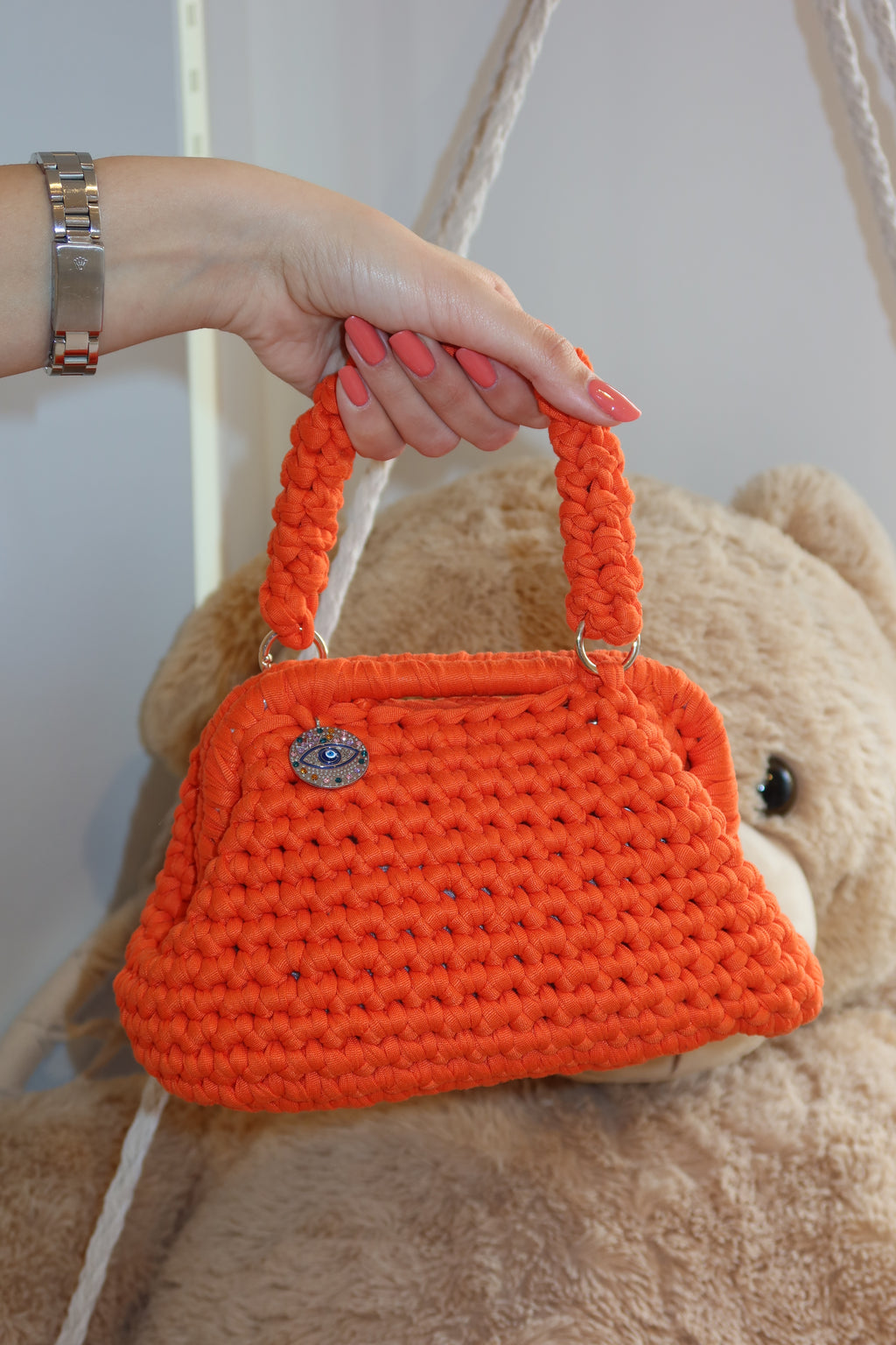 Borsa crochet arancio