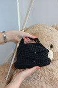 Borsa crochet nera con portamonete