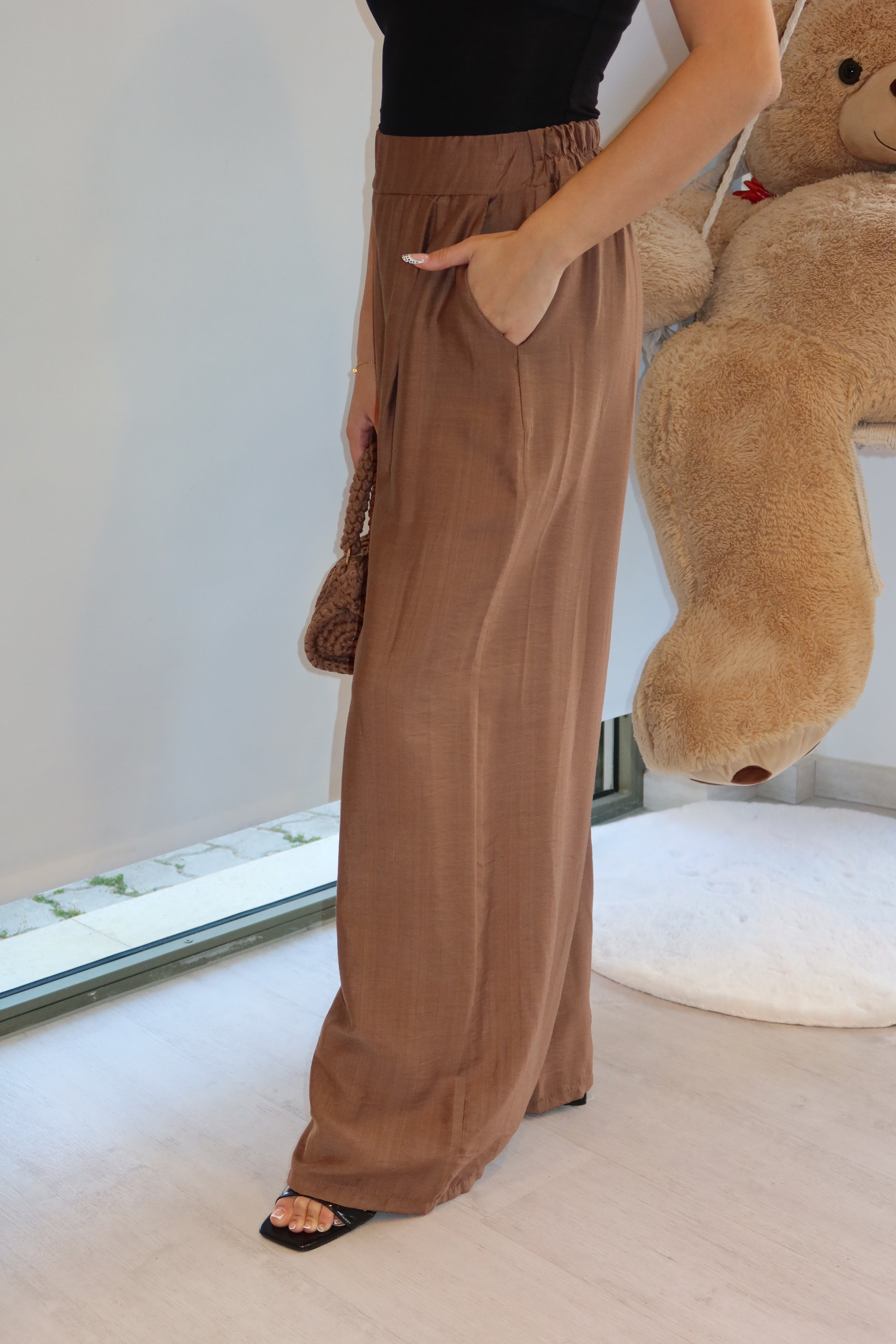 Pantalone lino nocciola