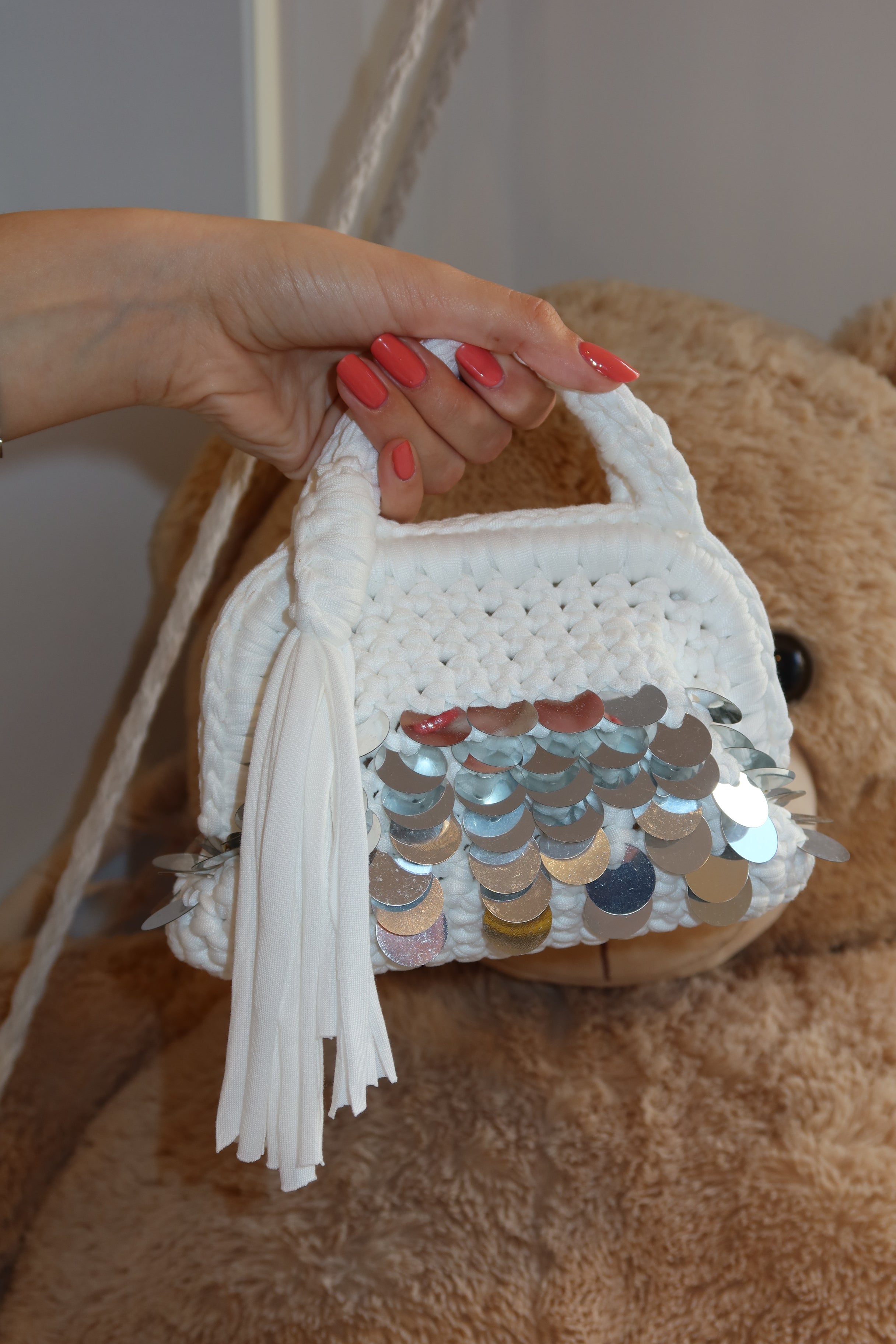 Borsa crochet mini con paillette