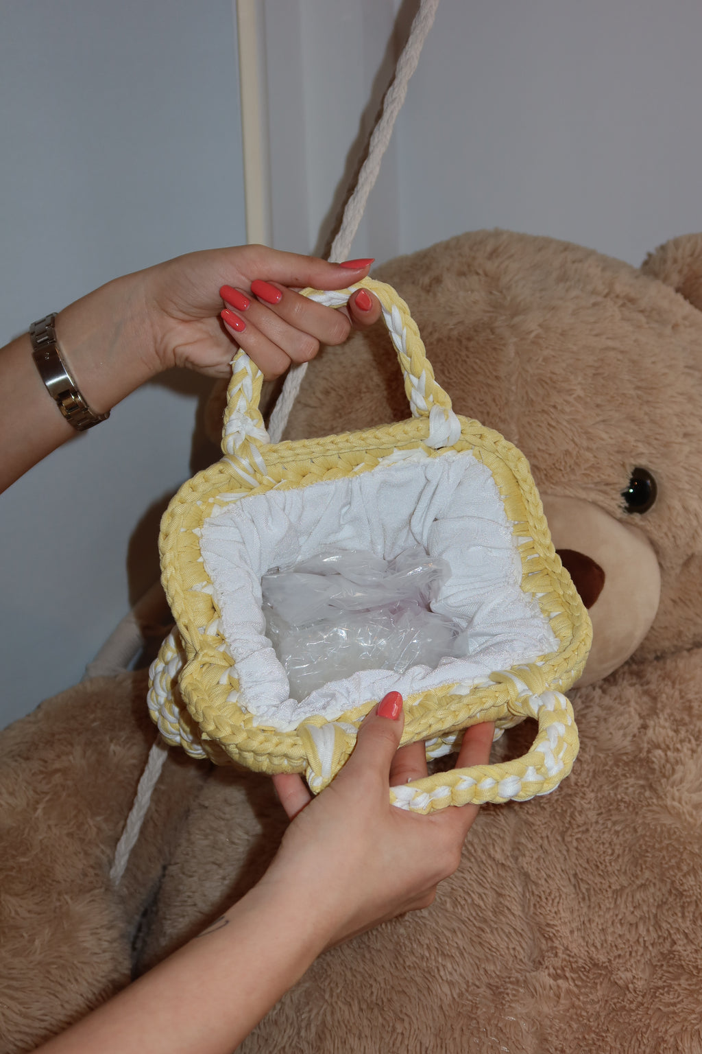 Borsa crochet mix gialla