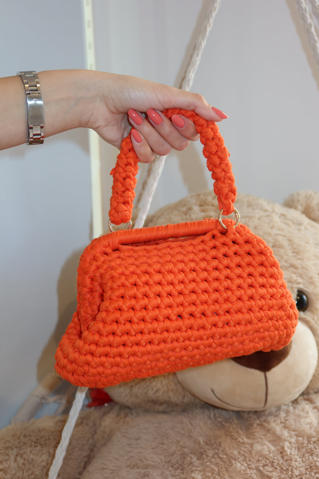 Borsa crochet arancio