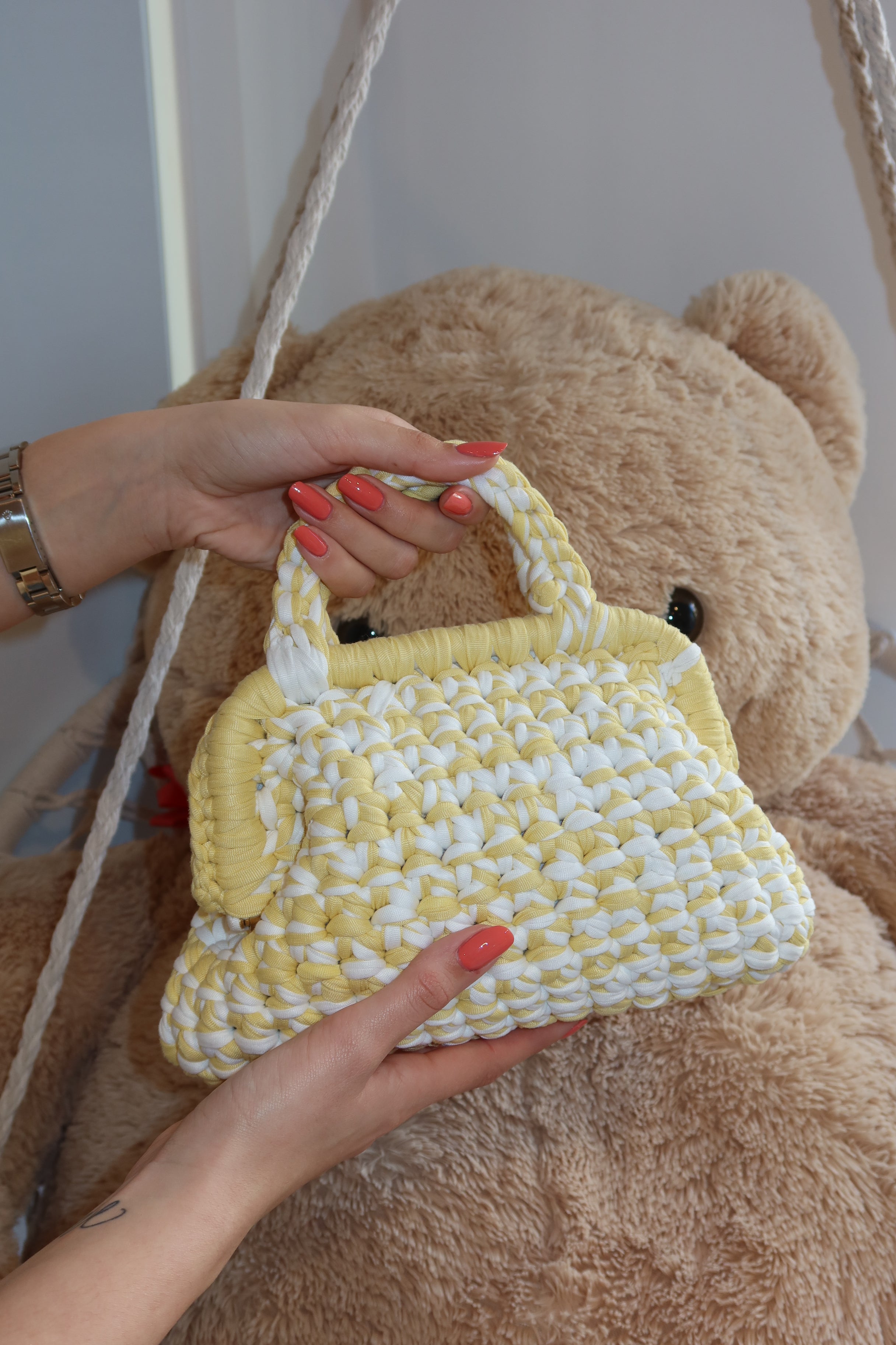 Borsa crochet mix gialla