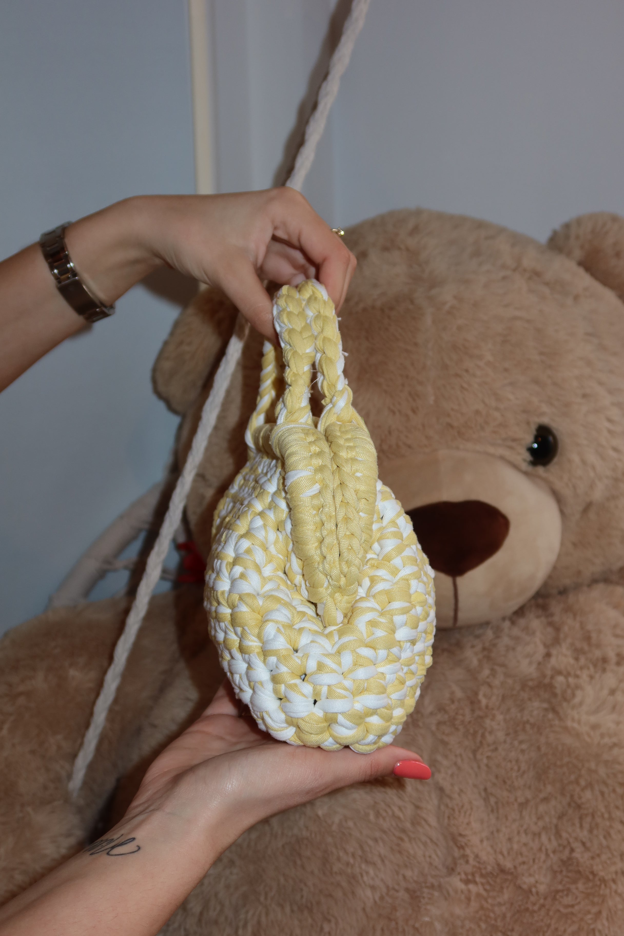 Borsa crochet mix gialla