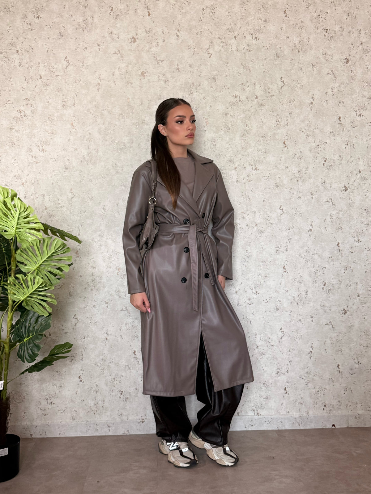 Trench eco-pelle nocciola