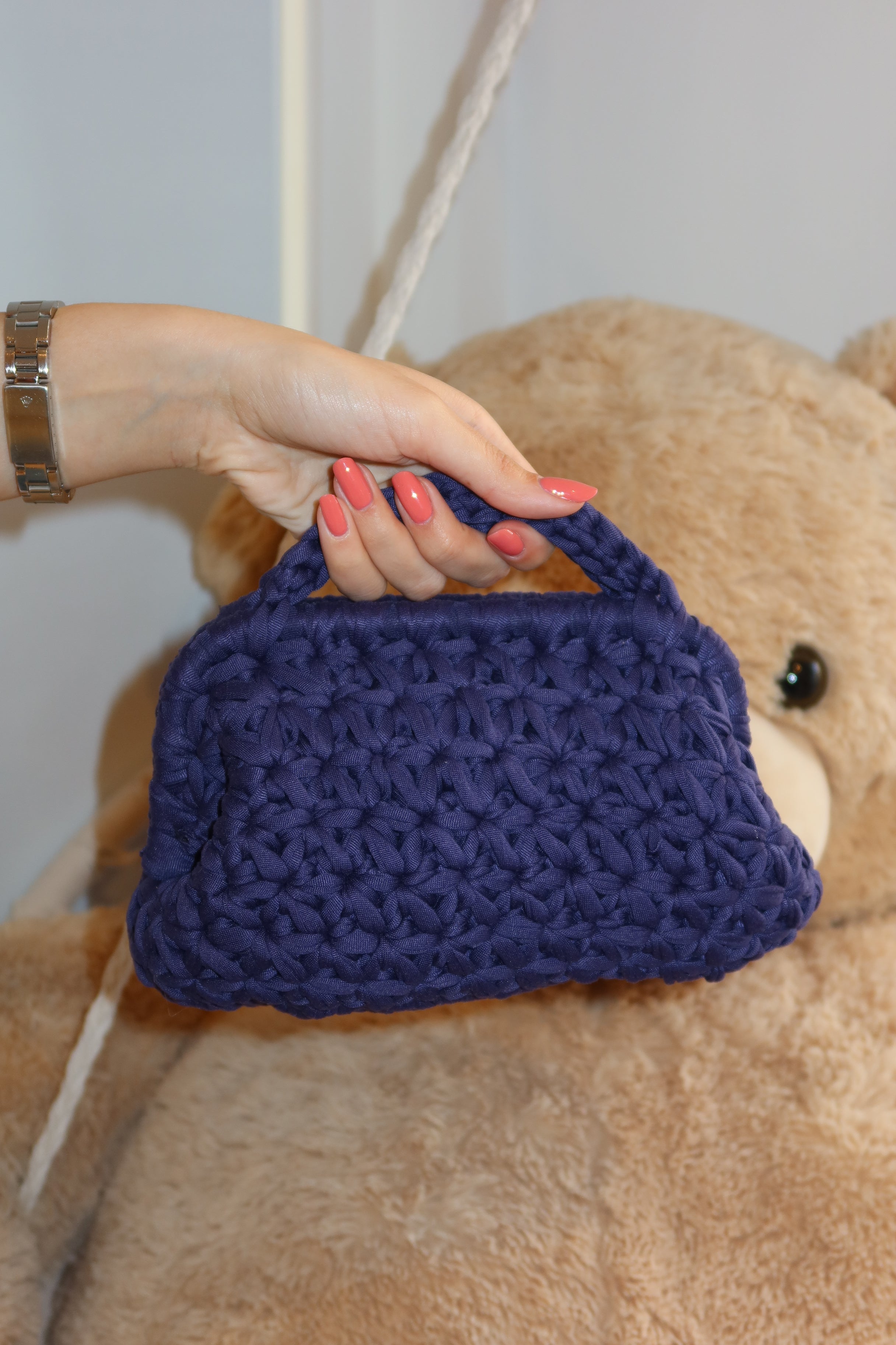 Borsa crochet blu