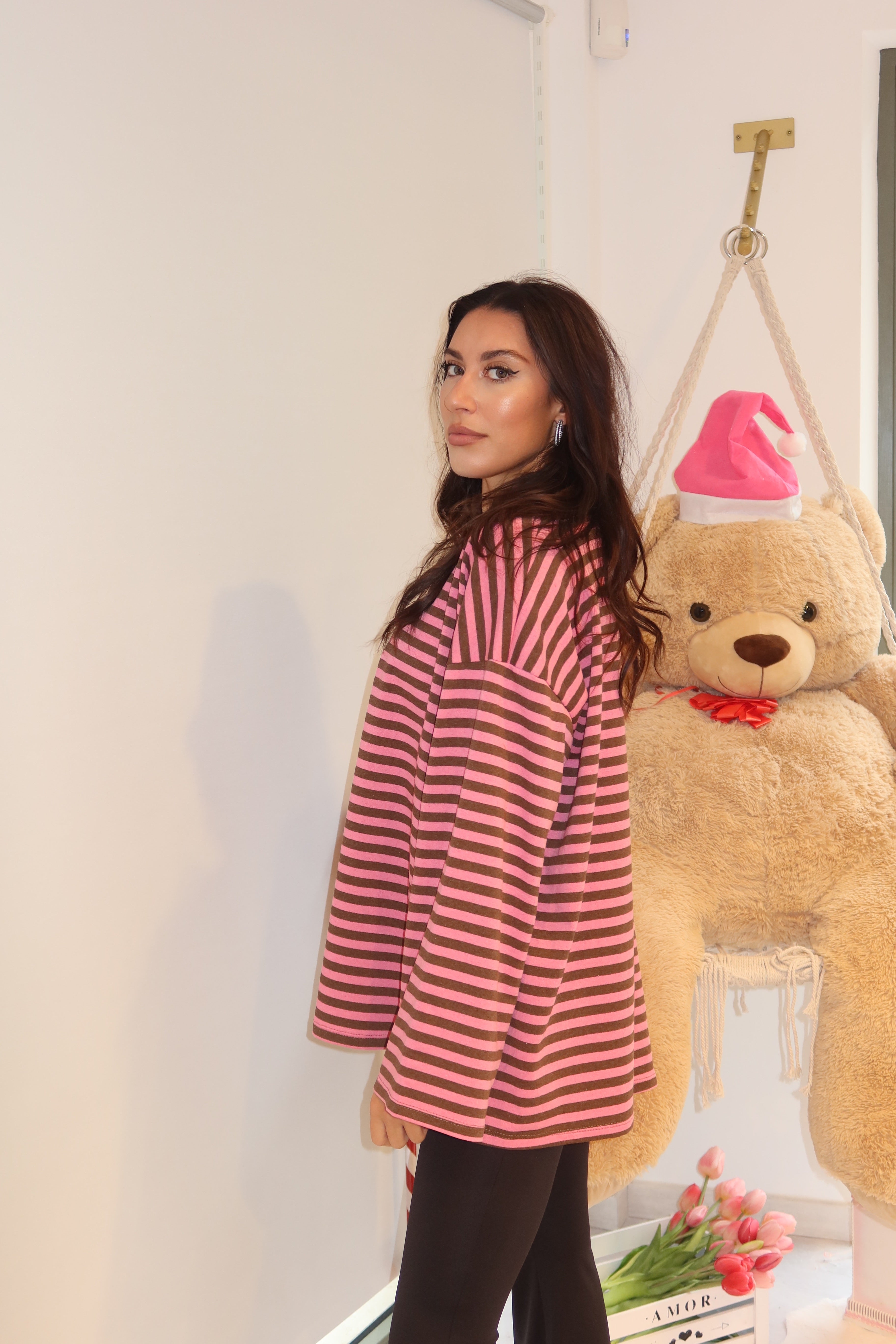 Maglia viral rosa e marrone