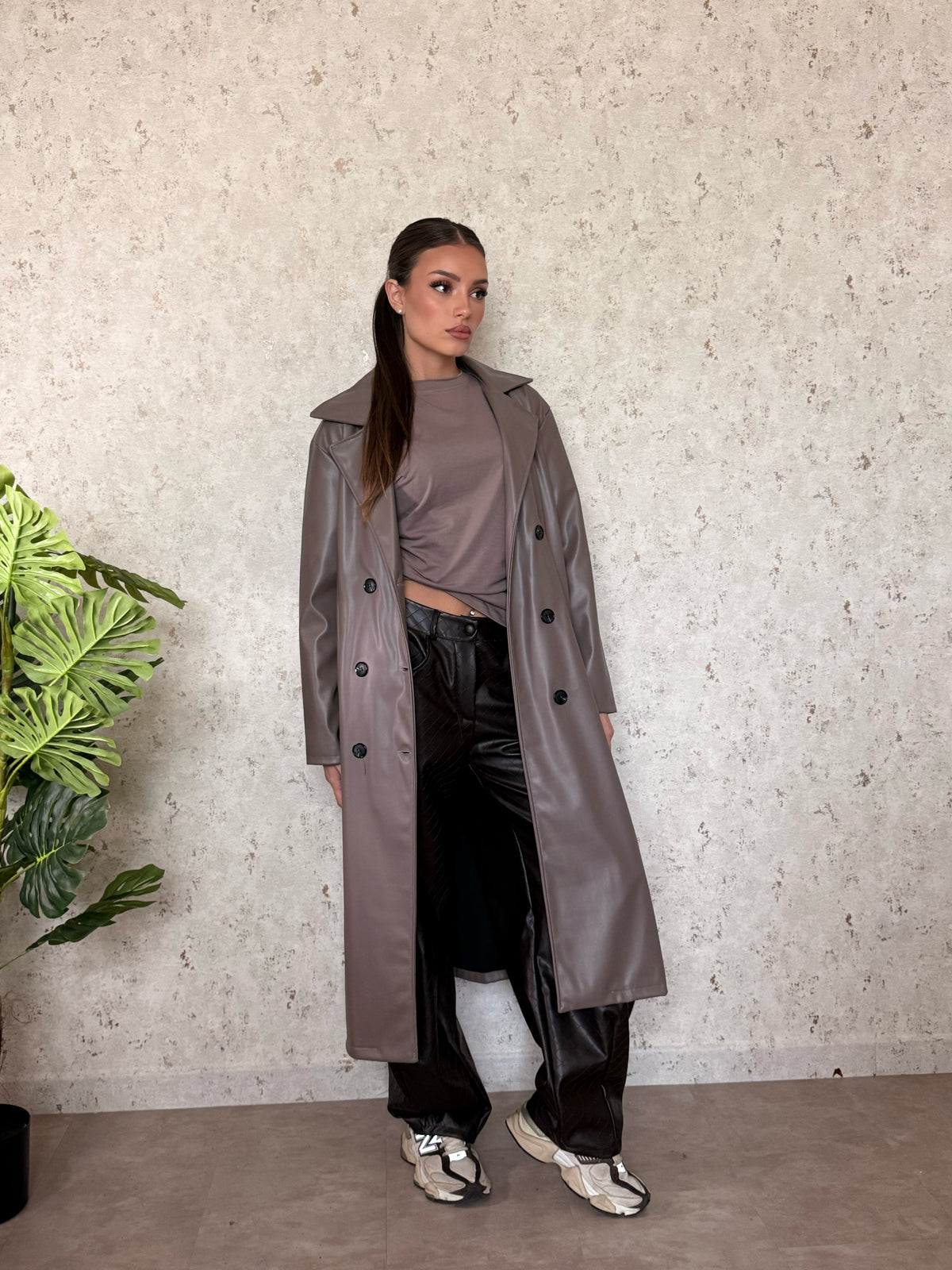 Trench eco-pelle nocciola