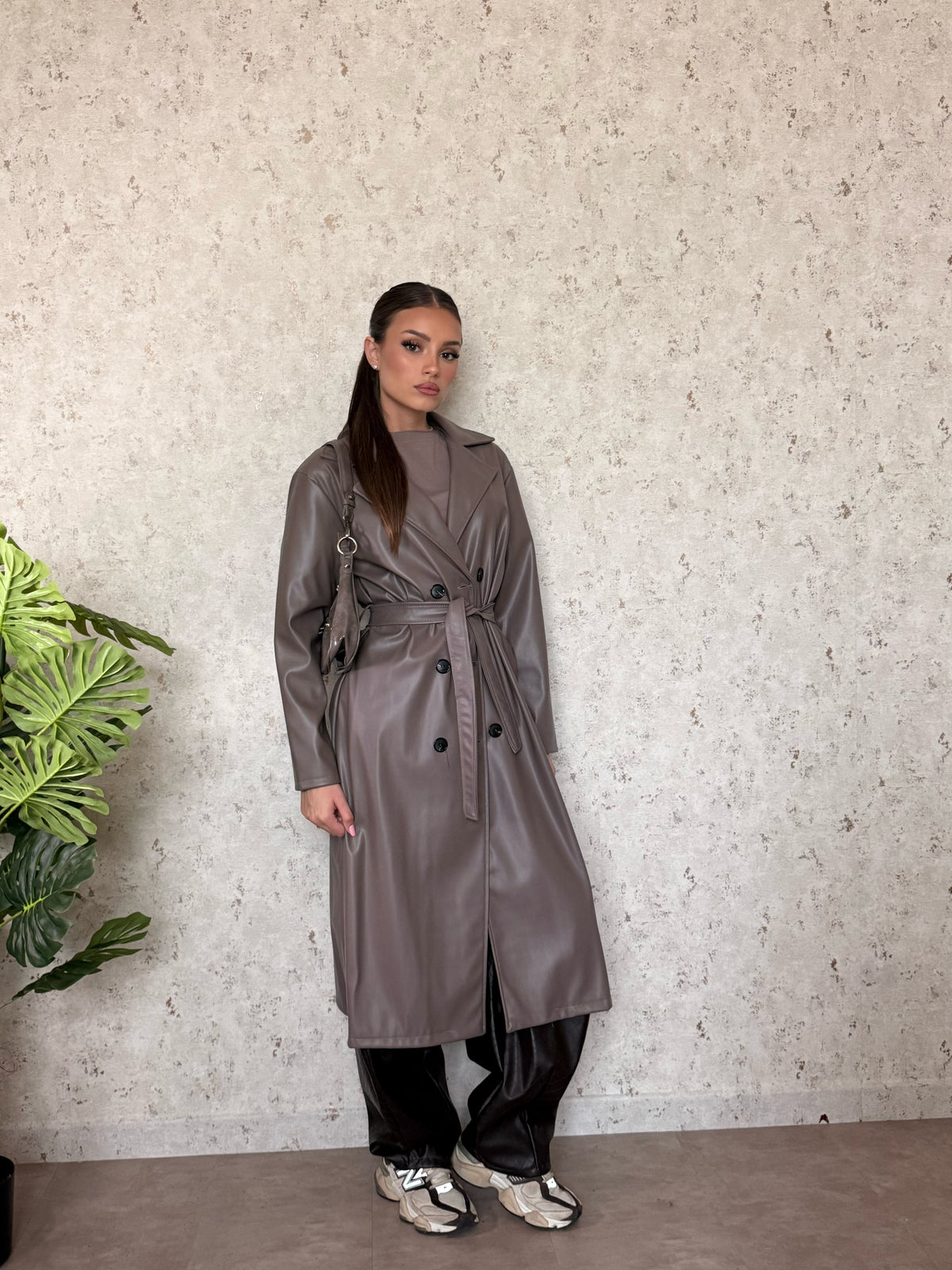 Trench eco-pelle nocciola