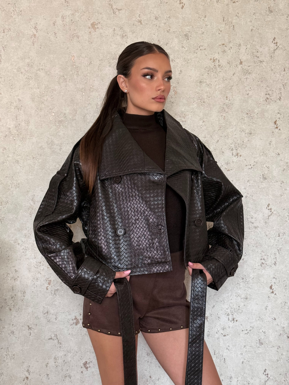 Mini trench bottega eco-pelle brown