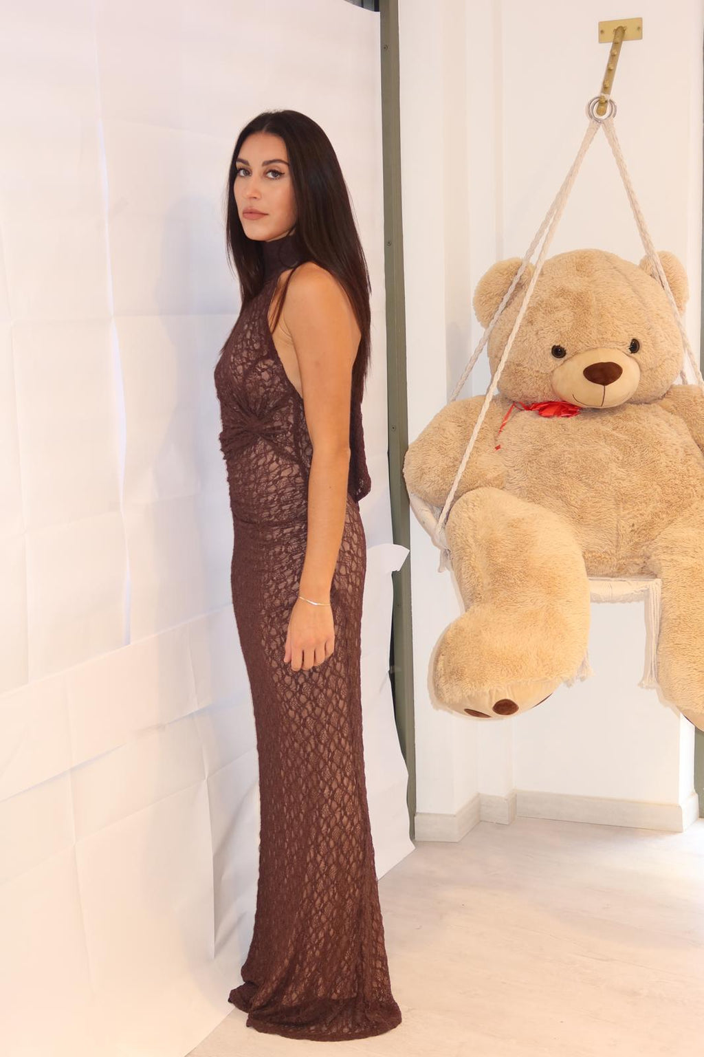 Abito lungo in pizzo