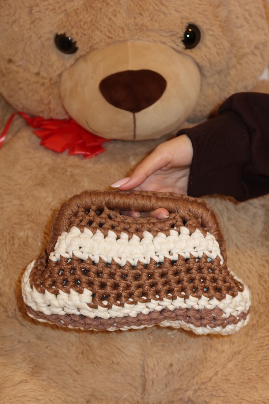 Mini pochette con striature bicolore